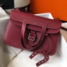 Imitation Hermes Halzan 31cm Bag In Bordeaux Clemence Leather JM900uj55