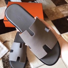 Imitation Hermes Izmir Sandals In Grey Epsom Leather JM533if87