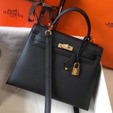 Imitation Hermes Kelly 25cm Sellier Bag In Black Epsom Leather JM626sd97