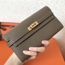 Imitation Hermes Kelly Classic Long Wallet In Taupe Epsom Leather JM1090vq24