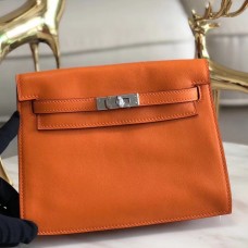 Imitation Hermes Kelly Danse Handmade Bag In Orange Swift Leather JM1228xN24