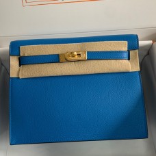 Imitation Hermes Kelly Danse II Bag In Blue Hydra Evercolor Calfskin JM1041NC66
