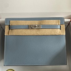 Imitation Hermes Kelly Danse II Bag In Blue Lin Evercolor Calfskin JM1985RD67