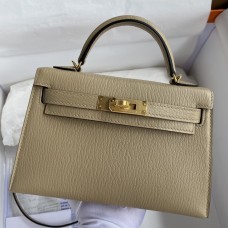 Imitation Hermes Kelly Mini II Sellier Handmade Bag In Trench Chevre Mysore Leather JM357bO20