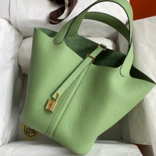 Imitation Hermes Picotin Lock 22 Handmade Bag in Vert Criquet Clemence Leather JM2067qe74