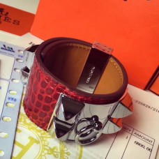 Imitation Hermes Red Crocodile Collier de Chien Bracelet Size S JM229lL78