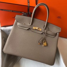 Knockoff Cheap Hermes Birkin 35cm Bag In Gris Tourterelle Clemence Leather GHW JM855sm35