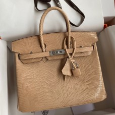 Knockoff Hermes Birkin 25 Retourne Handmade Bag In Beige Lizard Leather JM651AT21