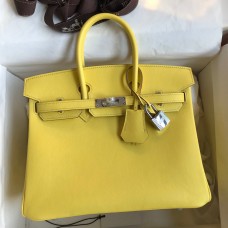 Knockoff Hermes Birkin 25 Retourne Handmade Bag In Lime Swift Calfskin JM1257xA12