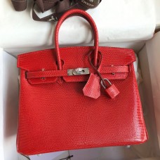 Knockoff Hermes Birkin 25 Retourne Handmade Bag In Red Lizard Leather JM123aP53