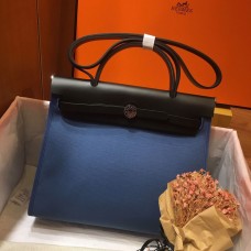 Knockoff Hermes Herbag Zip 31cm Bag In Black And Blue JM1180DM70