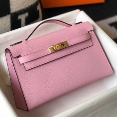 Knockoff Hermes Kelly Pochette Bag In Mauve Sylvestre Epsom Leather JM520pO91