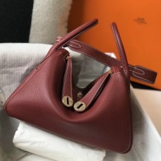 Knockoff Hermes Lindy 30cm Bag In Bordeaux Clemence Leather GHW JM286DM70