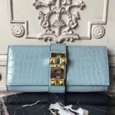 Knockoff Hermes Medor Clutch Bag In Ciel Crocodile Leather JM1101jI43