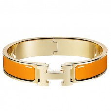 Knockoff Hermes Orange Enamel Clic H PM Bracelet JM1712pO91