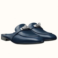 Knockoff Hermes Oz Mules In Dark Blue Calfskin JM1399jI43