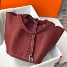 Knockoff Hermes Picotin Lock 22 Bag In Bordeaux Clemence Leather JM1889mD64