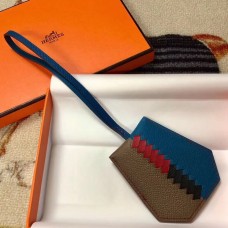 Luxury Replica Hermes Clochette Cles Grand Tressage Charm In Taupe/Blue JM169CF36