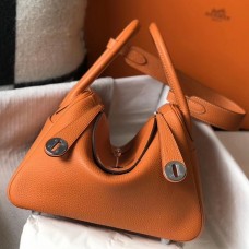 Luxury Replica Hermes Lindy 26cm Bag In Orange Clemence Leather PHW JM467CF36