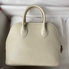 New Hermes Bolide 1923 Mini Handmade Bag In Craie Chevre Mysore Leather JM1082Az83
