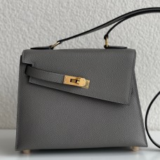 Replica AAA Hermes Kelly En Desordre 20 Handmade Bag In Etain Epsom Calfskin JM819Xr29