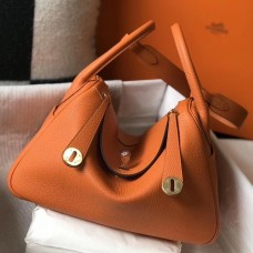 Replica Best Quality Hermes Lindy 30cm Bag In Orange Clemence Leather GHW JM753wU18