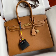 Replica Cheap Hermes Birkin 35 Retourne Handmade Bag In Gold Epsom Calfskin JM1718di41