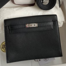 Replica Cheap Hermes Kelly Danse II Bag In Black Evercolor Calfskin JM824di41