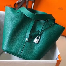 Replica Cheap Hermes Picotin Lock 22 Bag In Vert Vertigo Clemence Leather JM1420di41