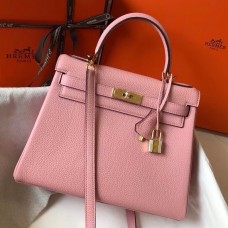 Replica Designer Hermes Kelly 32cm Bag In Pink Clemence Leather GHW JM288Le42