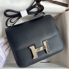 Replica Hermes Constance 18 Handmade Bag In Black Swift Calfskin JM718Ay93