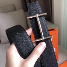 Replica Hermes H d'Ancre Reversible Belt In Black/Ardoise Leather JM1045ec82