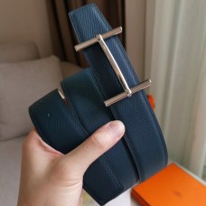 Replica Hermes H d'Ancre Reversible Belt In Blue/White Epsom Leather JM199sD46