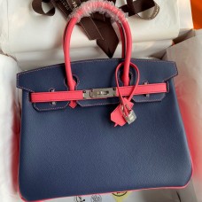 Replica Hermes HSS Birkin 30 Bicolor Bag in Blue Saphir and Rose Lipstick Epsom Calfskin JM991Mq29