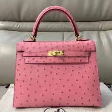 Replica Hermes Kelly 25cm Handmade Bag In Terre Cutie Ostrich Skin JM1789Ph61