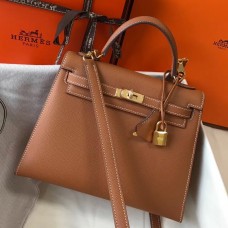 Replica Hermes Kelly 25cm Sellier Bag In Gold Epsom Leather JM2026ij65