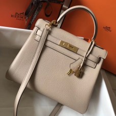 Replica Hermes Kelly 28cm Bag In Argile Clemence Leather GHW JM282Xe44