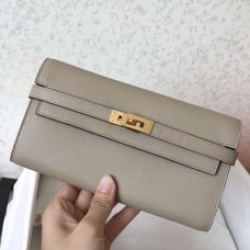 Replica Hermes Kelly Classic Long Wallet In Grey Epsom Leather JM588Fi42