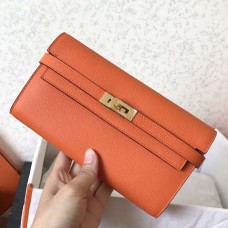 Replica Hermes Kelly Classic Long Wallet In Orange Epsom Leather JM1868SZ66