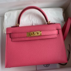 Replica Hermes Kelly Mini II Sellier Handmade Bag In Rose Azalee Epsom Calfskin JM377Jh90