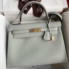 Replica Hermes Kelly Retourne 32cm Handmade Bag In Blue Glacier Swift Calfskin JM1462UD97