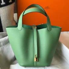 Replica Hermes Picotin Lock 22 Bag In Vert Criquet Clemence Leather JM97Mq29