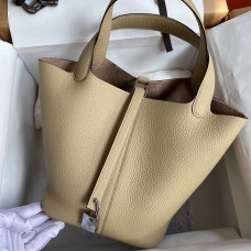 Replica Hermes Picotin Lock 22 Handmade Bag in Trench Clemence Leather JM675Jh90