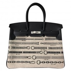 Top Hermes Birkin 35 Handbags Bag In De Camp Dechainee Toile JM1131gt75