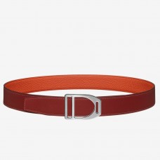 Top Hermes Etrier Buckle Belt & Orange Clemence 32 MM Strap JM952EW49