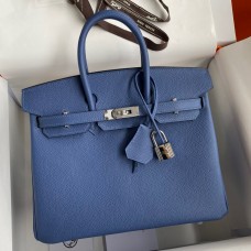 Top Replica Hermes Birkin 25 Retourne Handmade Bag In Blue Agate Epsom Calfskin JM1375vQ25