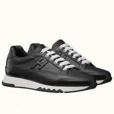Top Replica Hermes Men's Trail Sneakers In Black Calfskin Leather JM1673vQ25